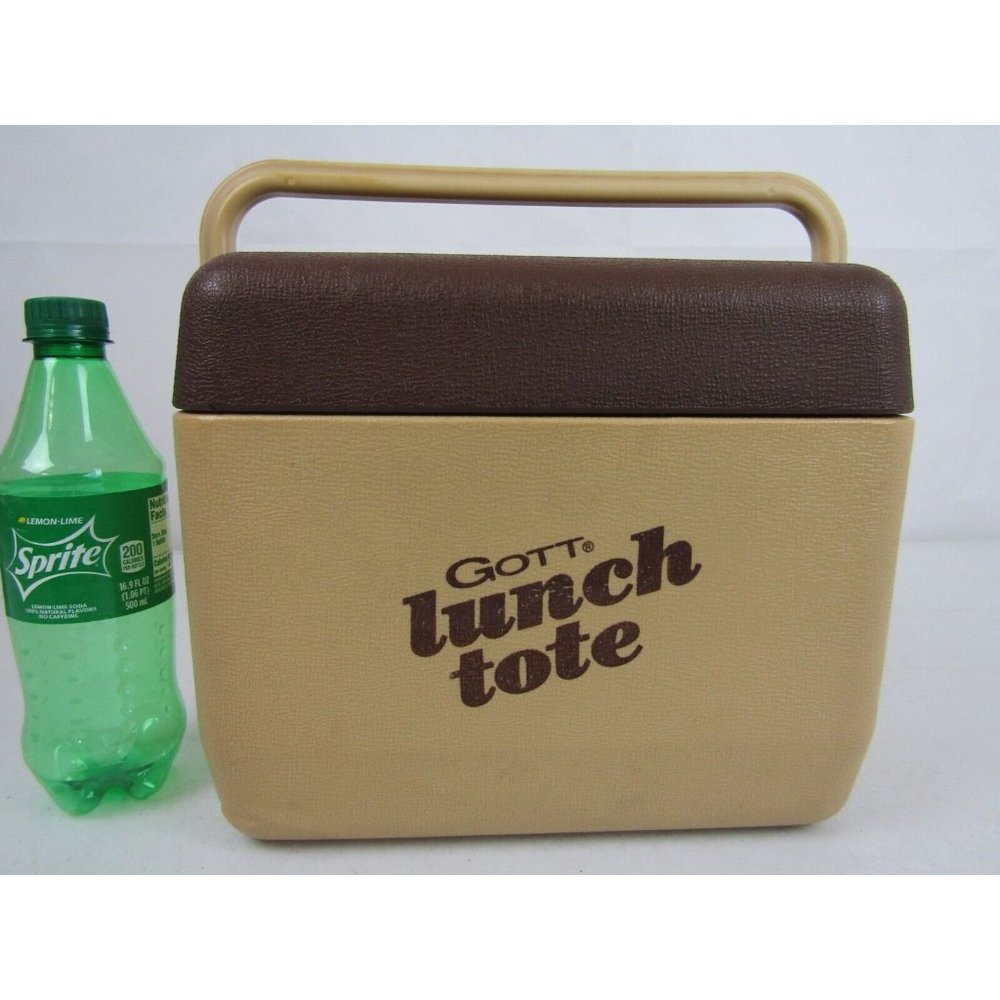 VTG GOTT Lunch Tote Tan Brown Model 1806 6 Pack Ice Chest USA Made Beer Cooler